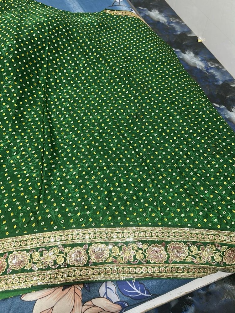 Elegant Green bandhej saree