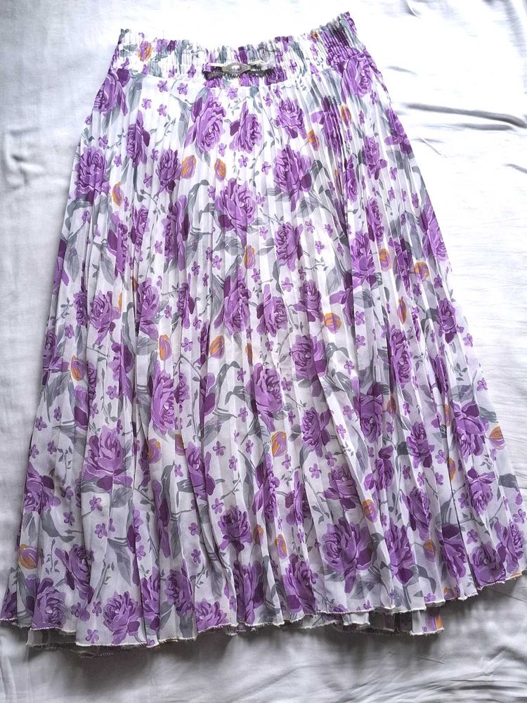 Floral Pleated Midi Skirt