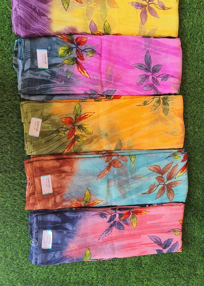 Floral Chiffon Sarees - Set of 5