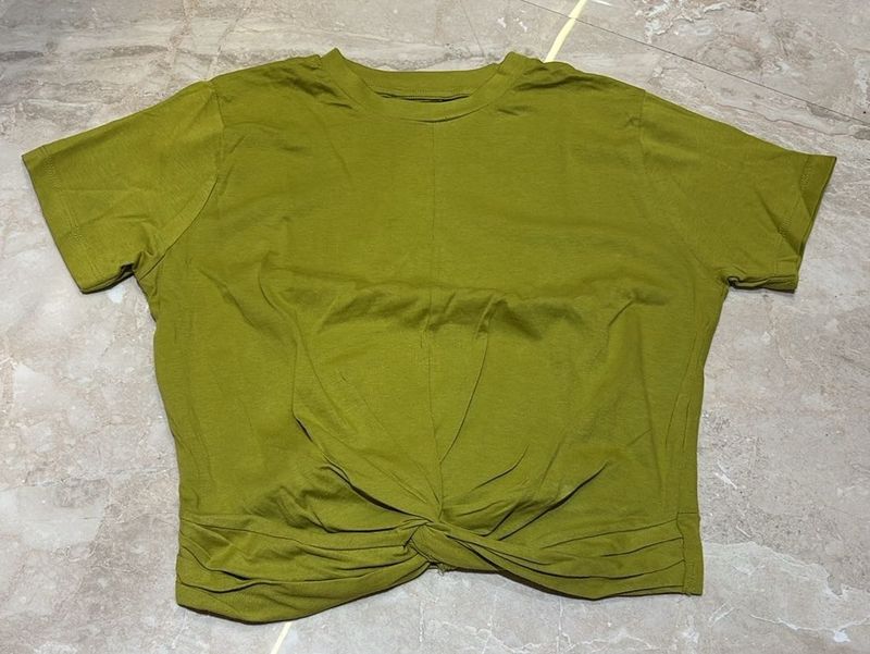 Lime Green zudio twist crop top