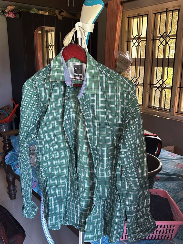 Men's Green Checkered Shirt