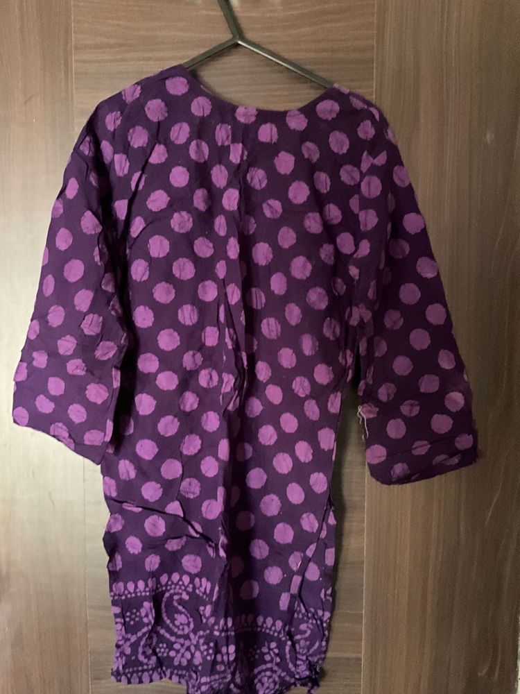 Purple Polka Dot Kurta BLOCK PRINT 💜💟