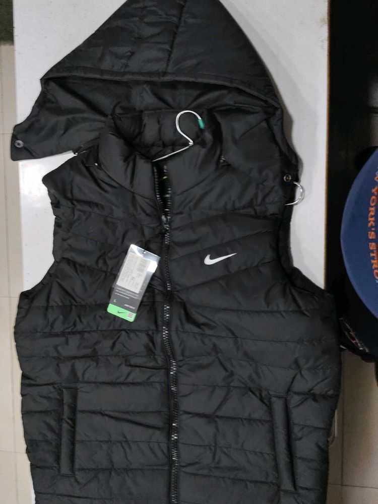 Nike Black Puffer Vest with Hood