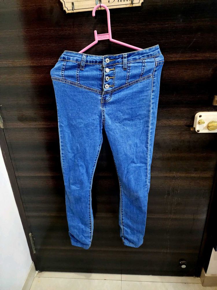 4 Button High Waist Jeans👖