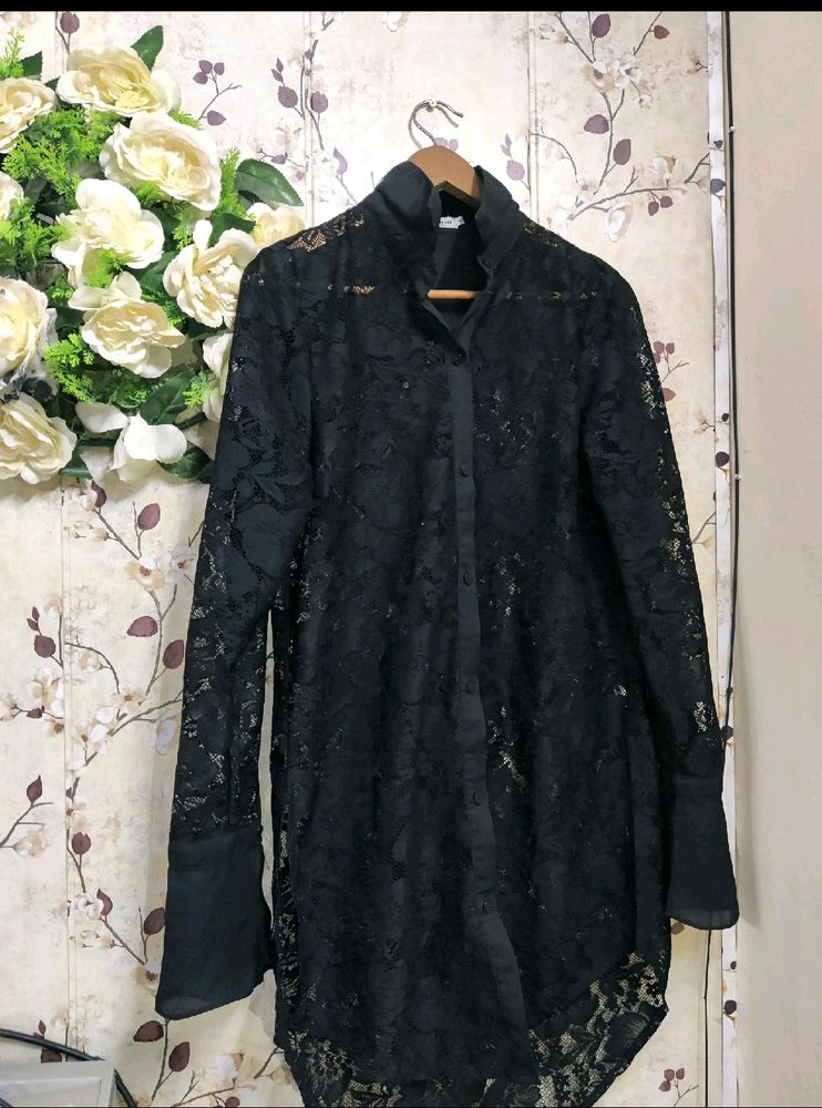 Womens Black Lace Shirt [Vintage Look]