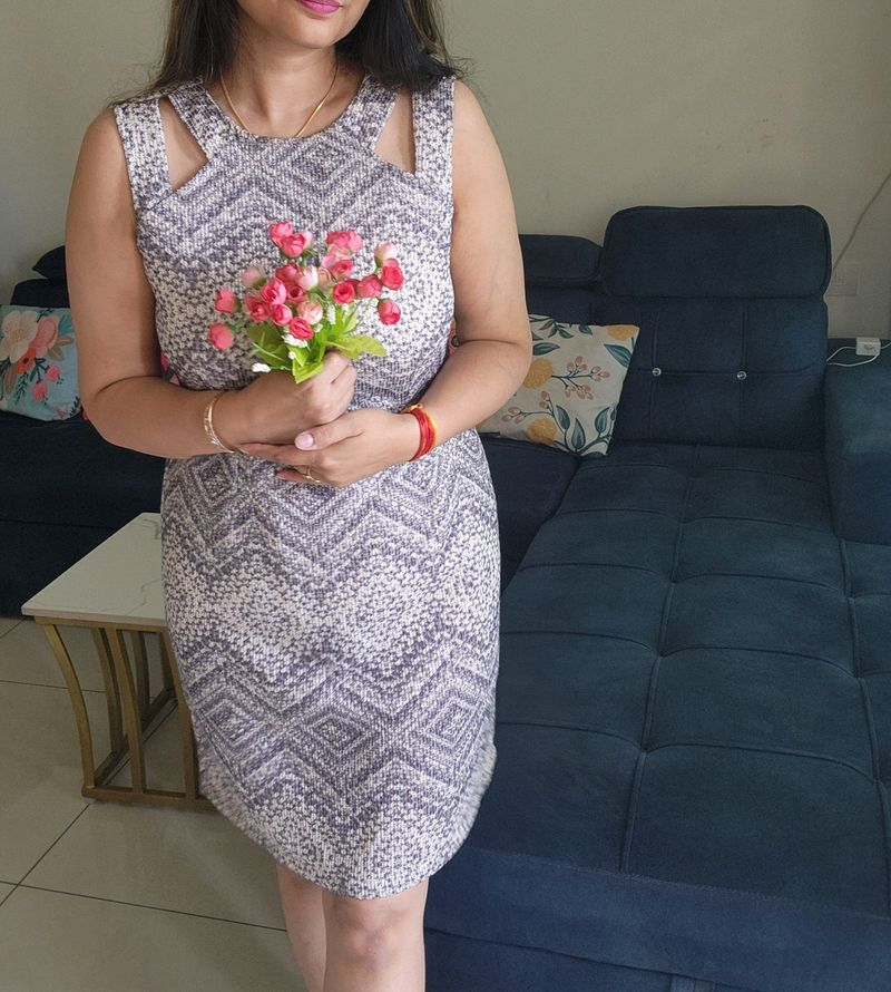 Latin Quarter Sequence Work Allover Grey Dress