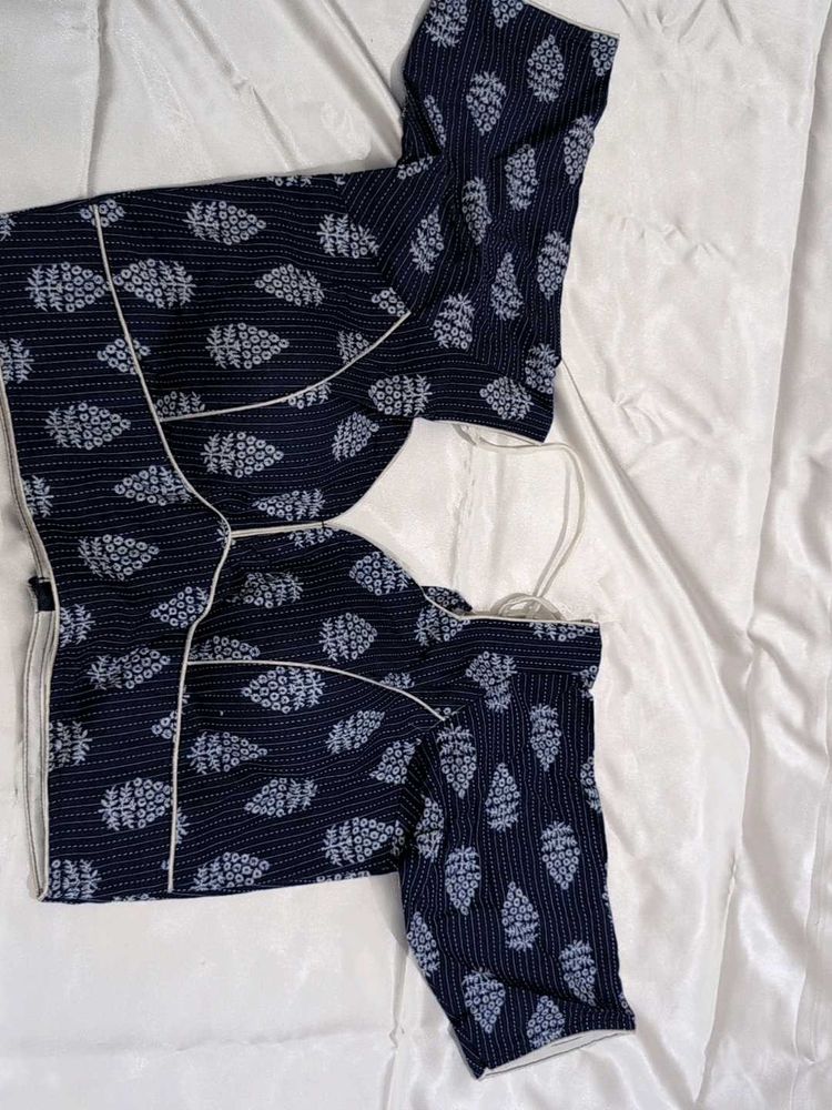Navy Blue Readymade Blouse