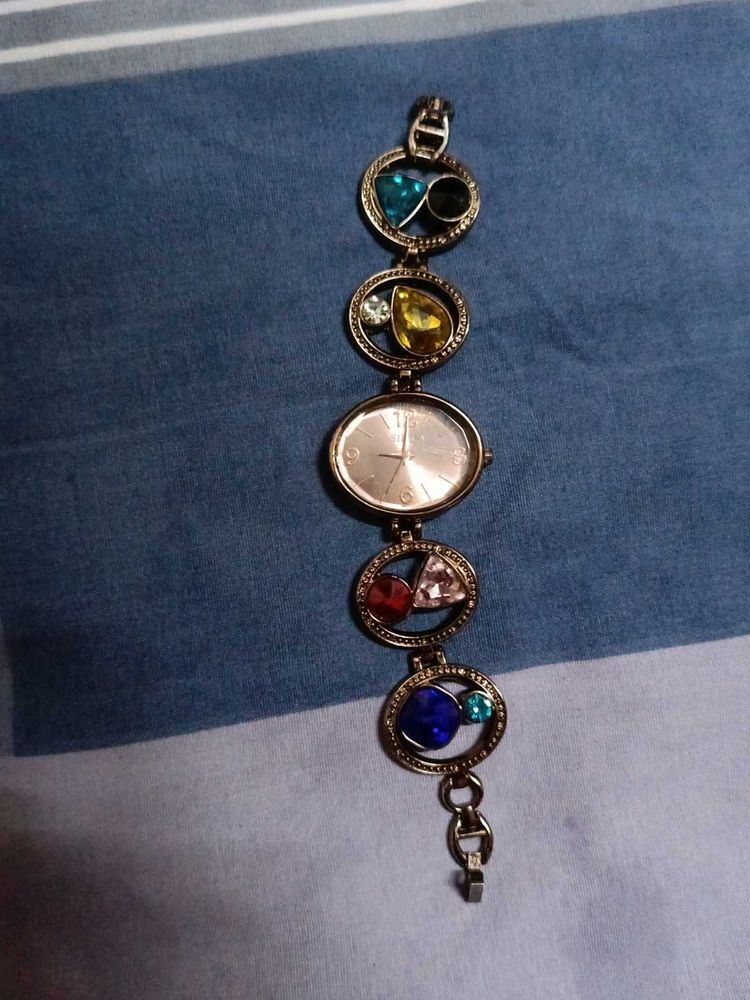 Colorful Gemstone Bracelet Watch