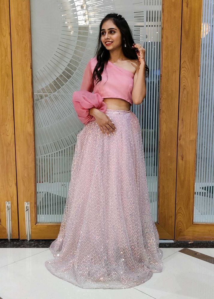 Pink Indo Western Lehenga