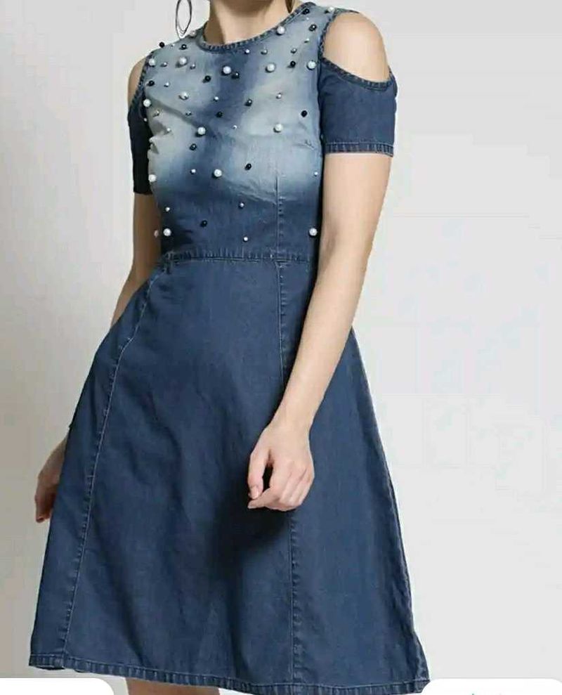 Denim Cold Shoulder Dress