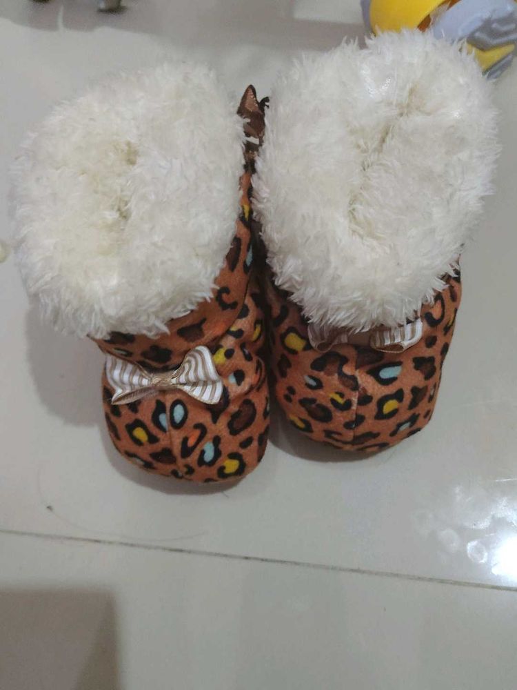 Cute Leopard Print Baby Booties