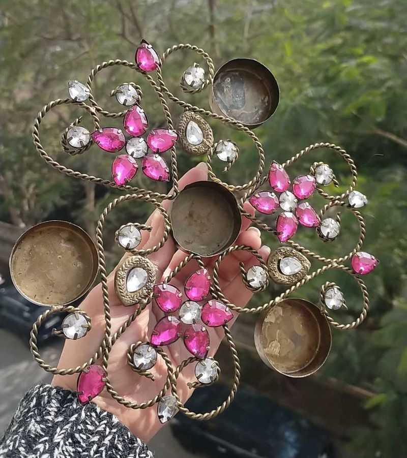 Floral Jeweled Candle t-light Holder