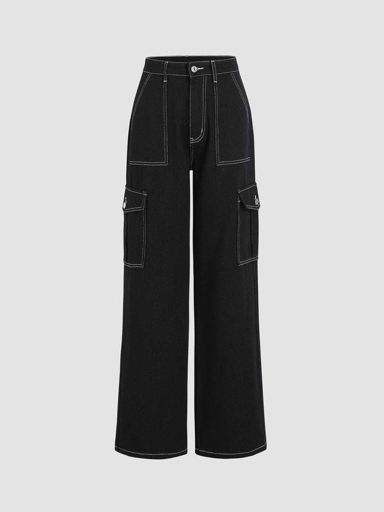 Wide Leg H&amp;M Contrast Stitch Cargo Pants