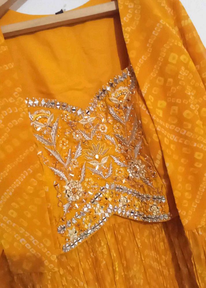 Gorgeous Orangish Shrug With CROP top And Lehanga