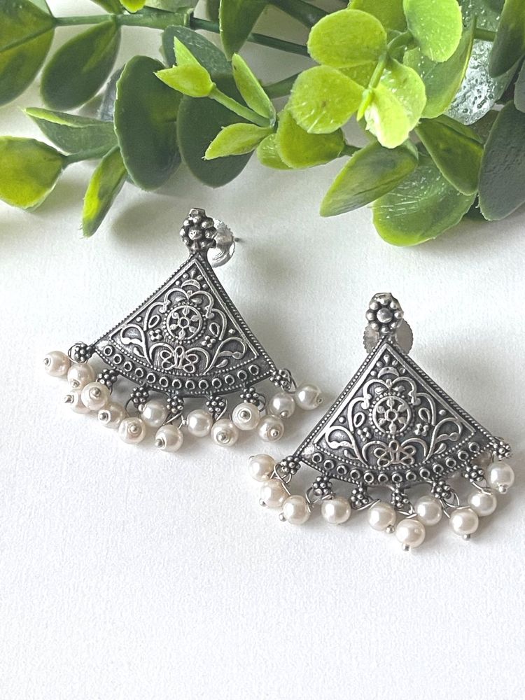 Pearl Drop Triangle Earring