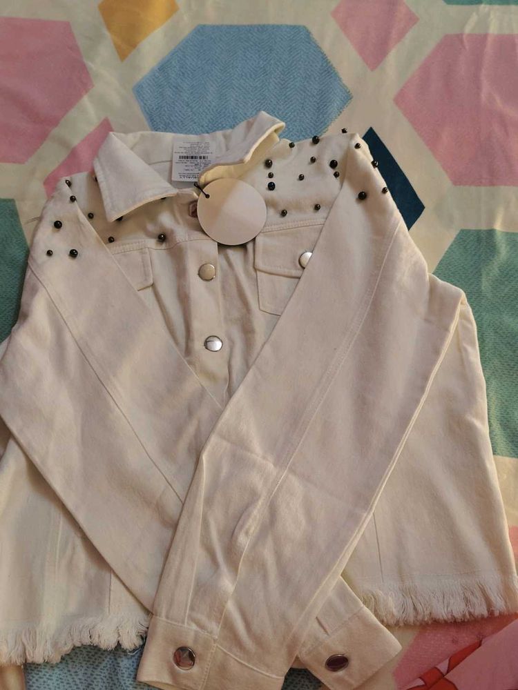 Studded Fringe Denim Jacket