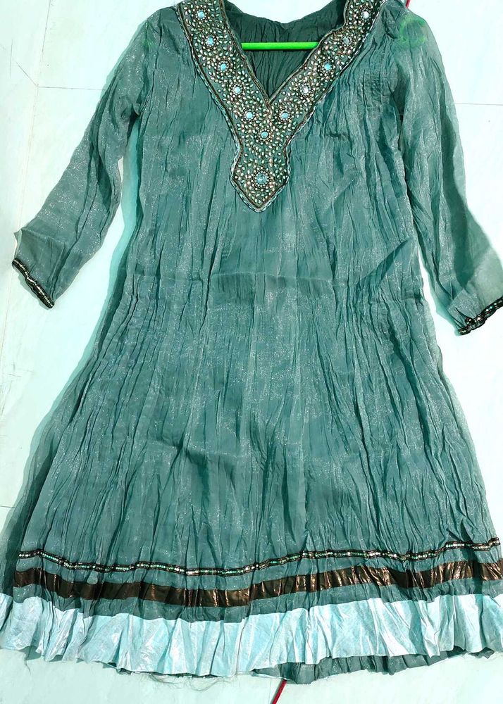 Teal Embellished Tunic Dress