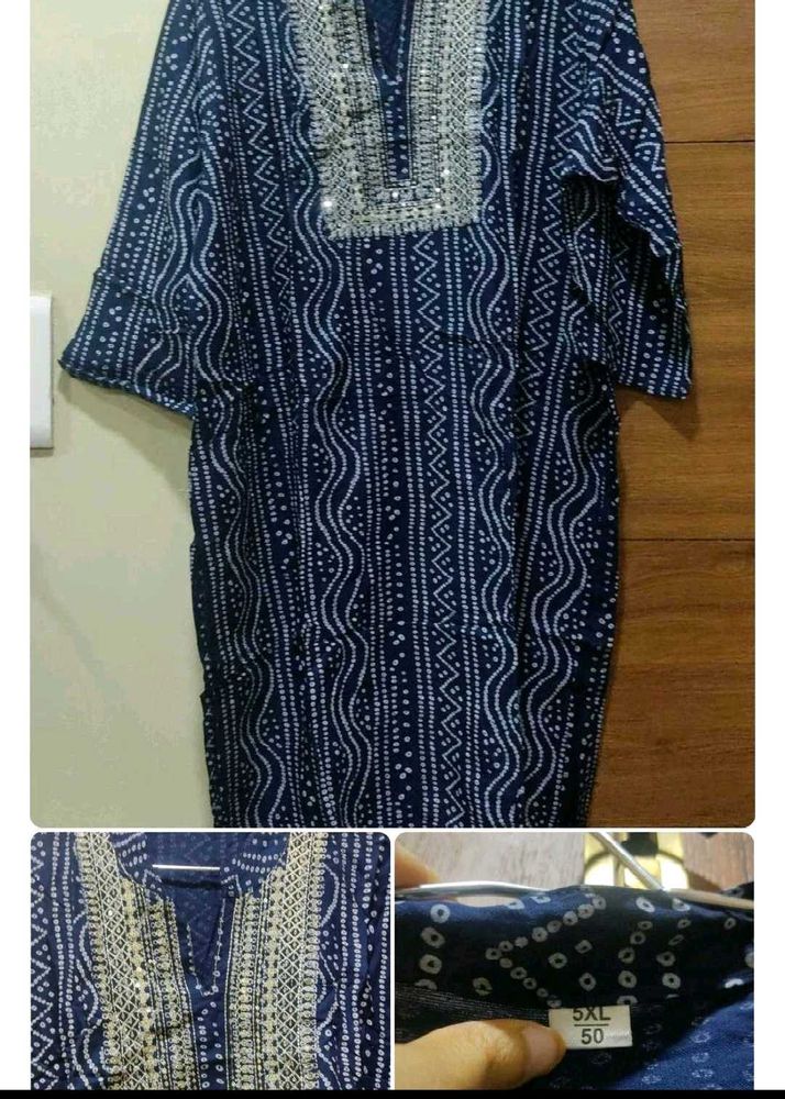 Blue Embellished Ethnic Kurta 5xl