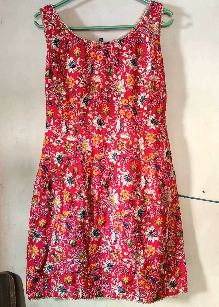 Floral Print Dress With Plazo / Sharara