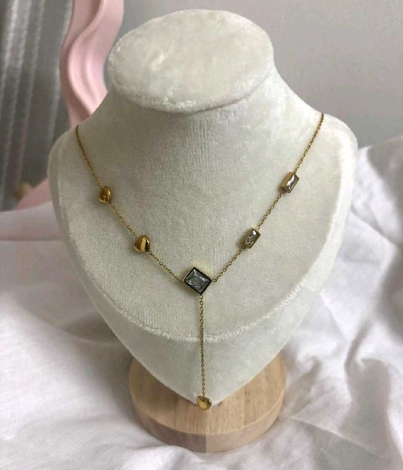 Heart strings lariat necklace anti tarnish