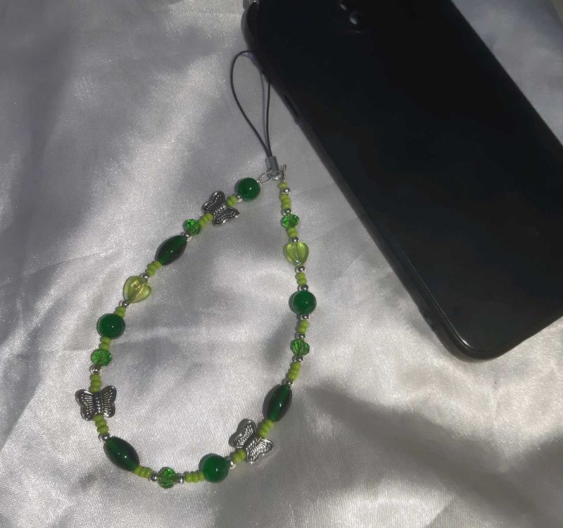 Green Butterfly Phone Charm Handmade