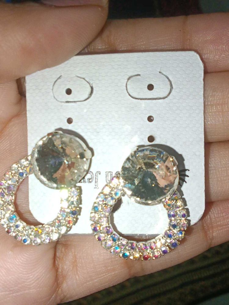 Sparkling Circle Drop Earrings