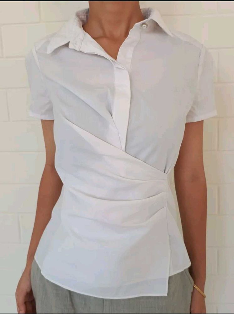 Chic White Wrap Top