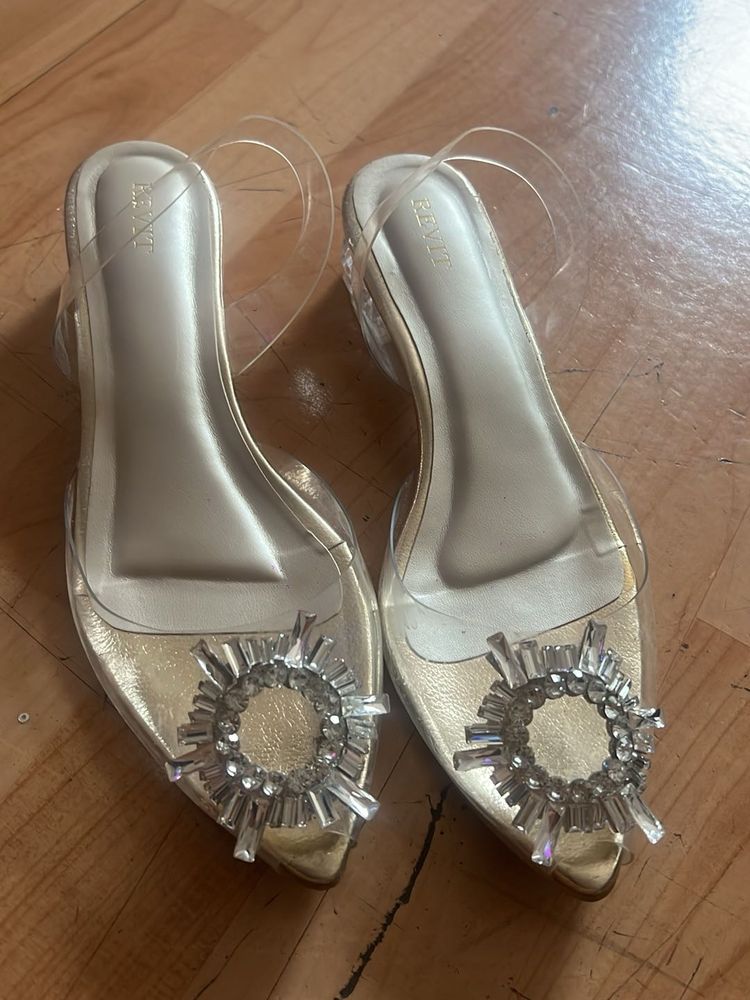 Clear Stonework Small Party Comfy Heel/flat