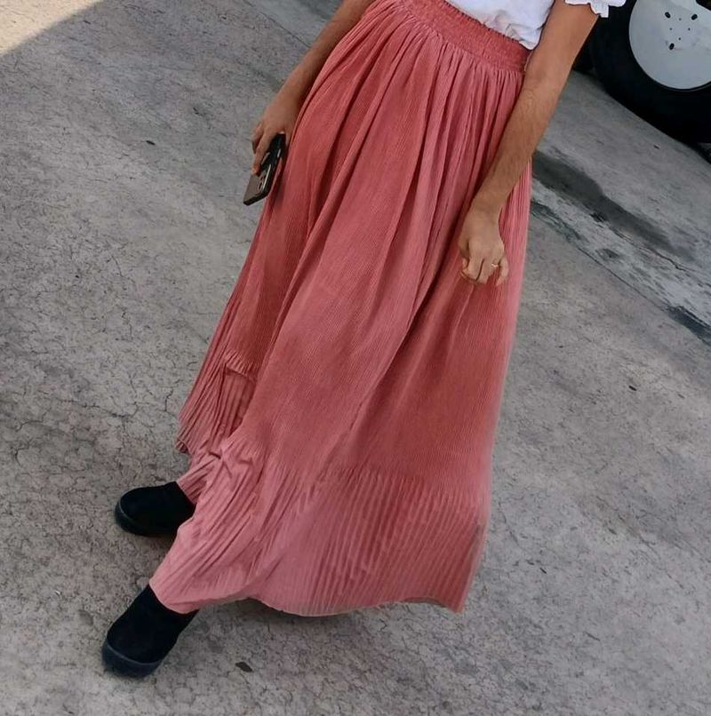 Dusty Rose Pleated Maxi Skirt
