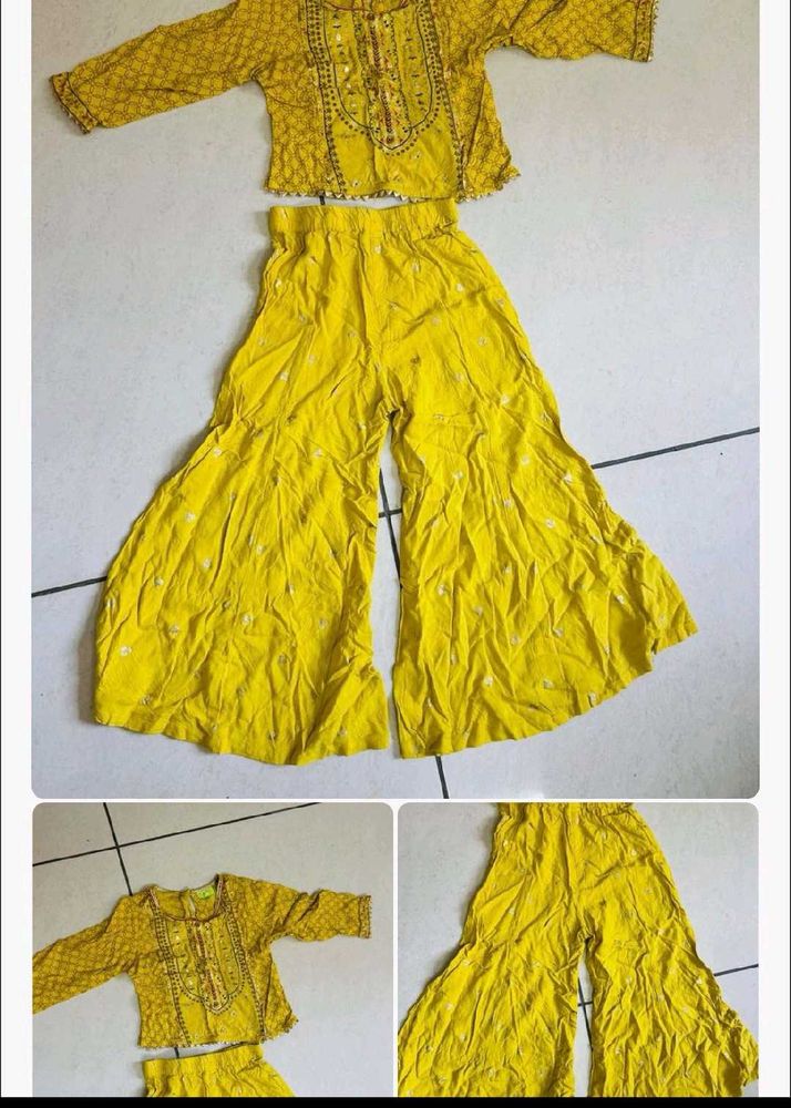Girls&#39; Yellow Top &amp; Palazzo Set