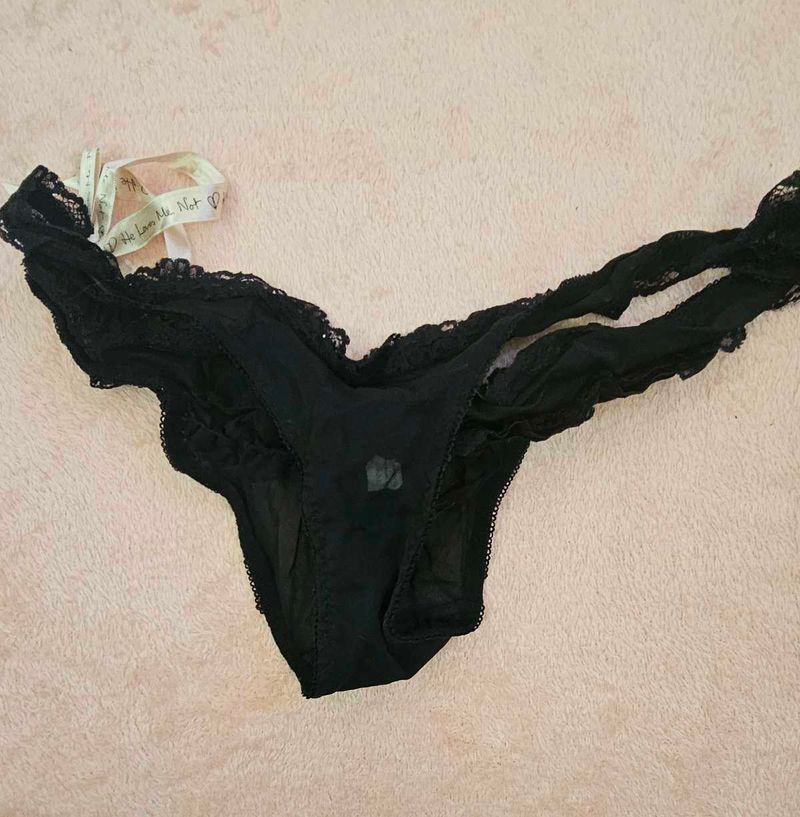Black Lace Thong Panties