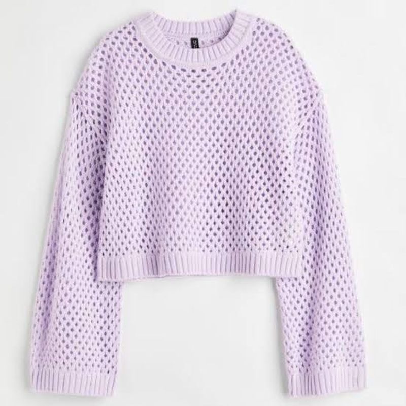 Cropped Lavender Knit Sweater