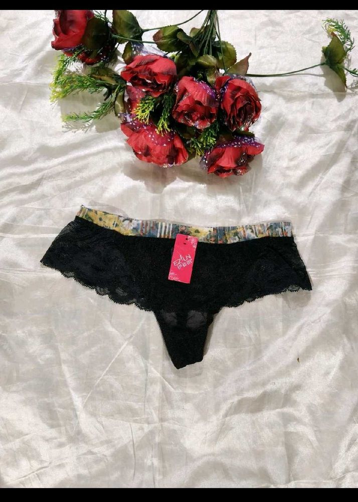 Black Lace Thong Panty