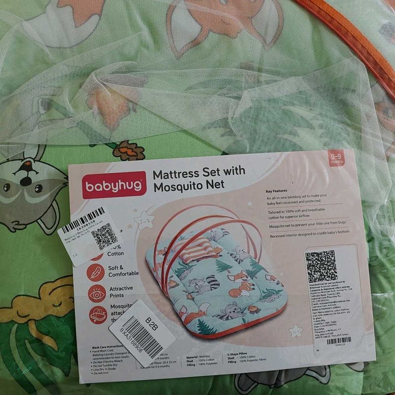 Babyhug Mattress Set with Mosquito Net