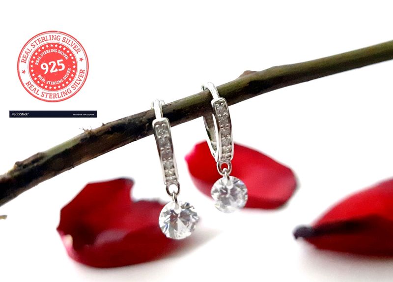 925 Silver Cz Hoops
