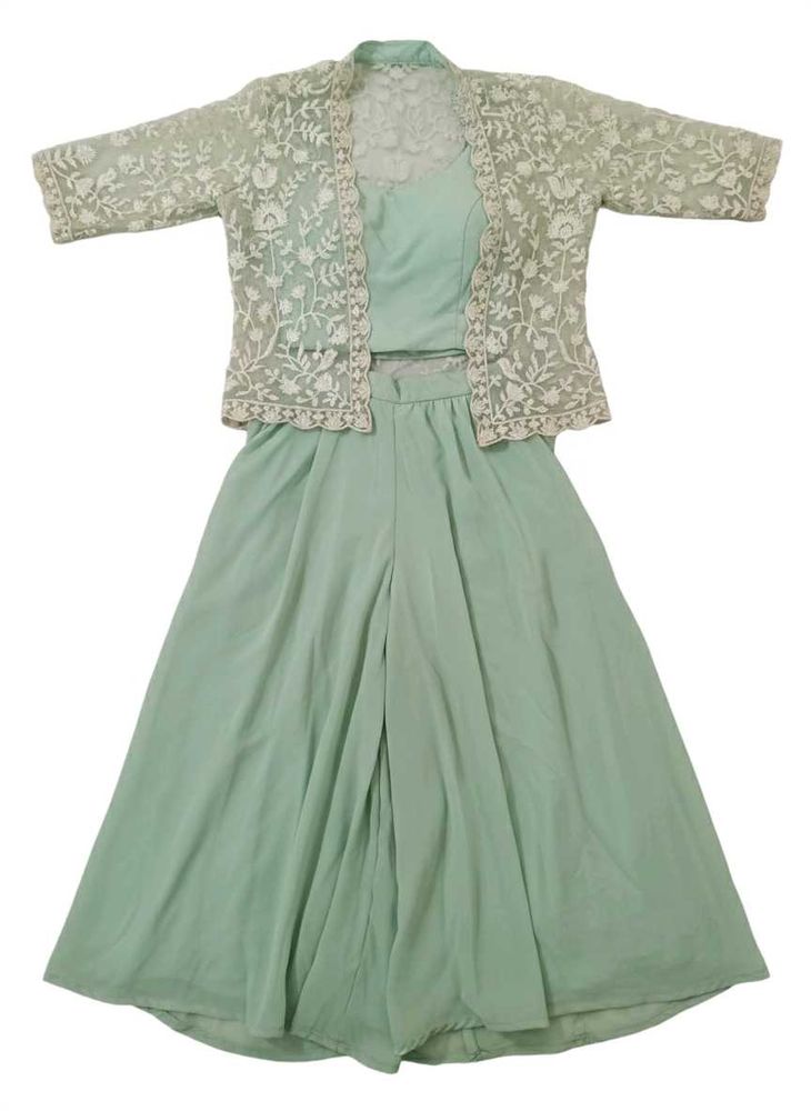 Mint Green Embroidered Three-Piece Set
