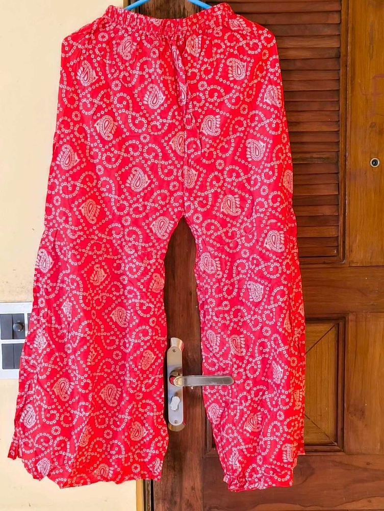 Red Paisley Print Lounge Pants