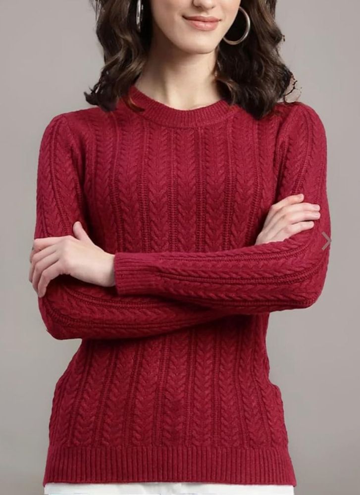 Burgundy Cable Knit Pullover