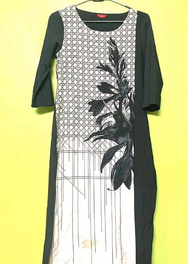 Printed Black Kurta Ladies Women
