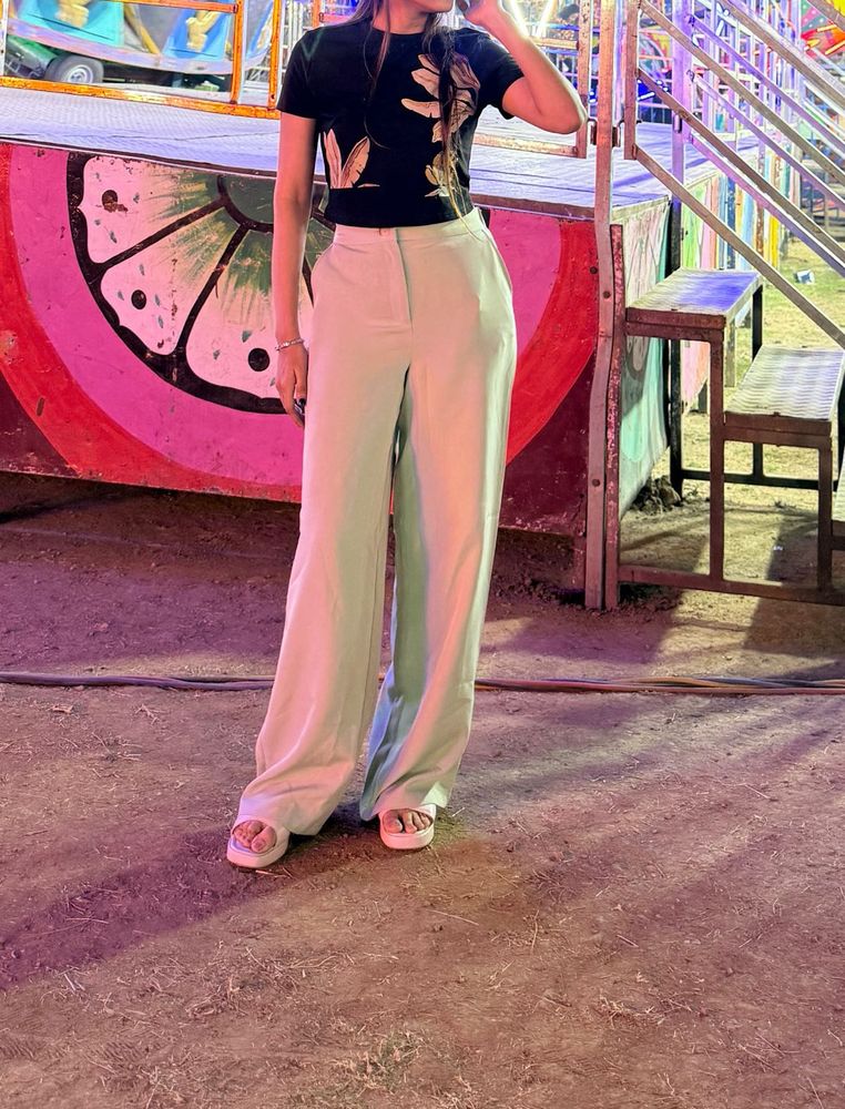 mint green wide trouser pant