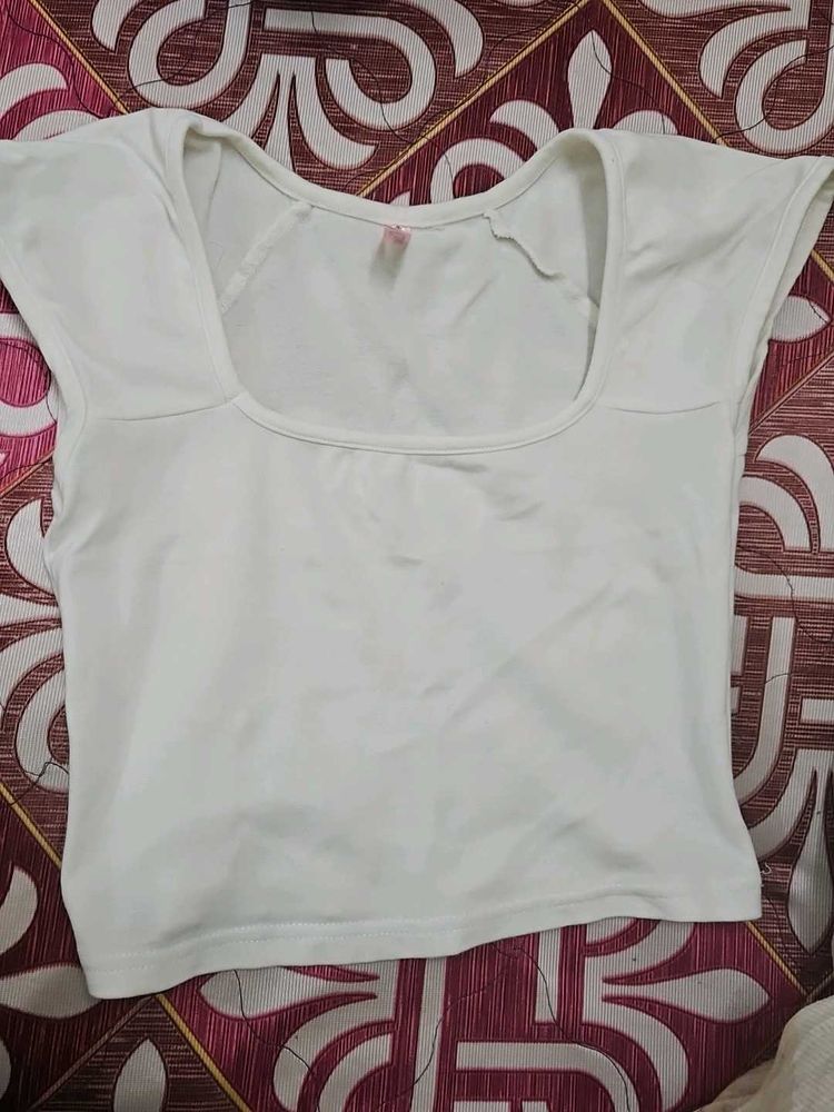 White Top Sqaure Neck