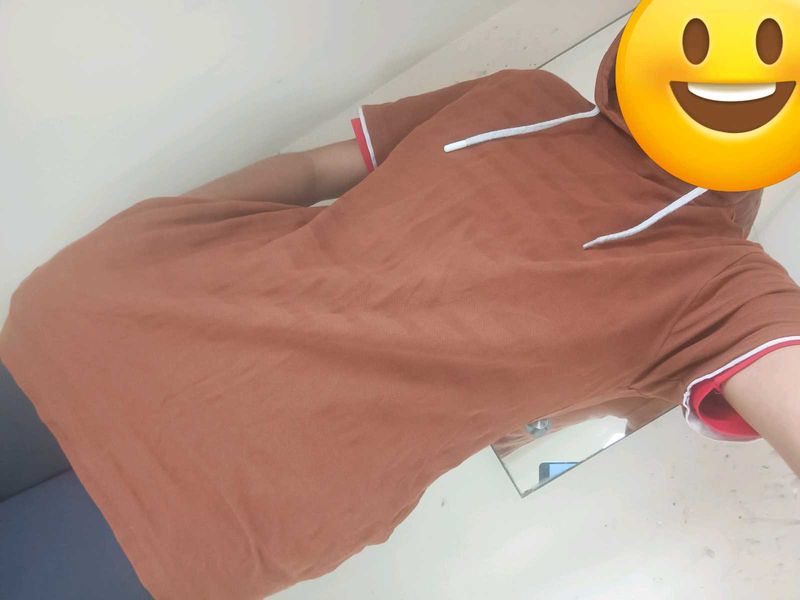 Brown T-Shirt with Hood