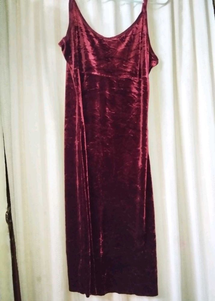 Burgundy Velvet Slip Dress