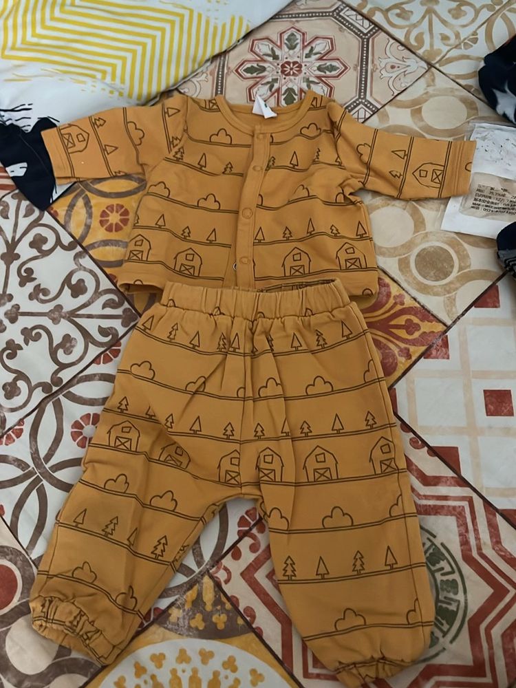 New Born Baby Suit Mustard Colour