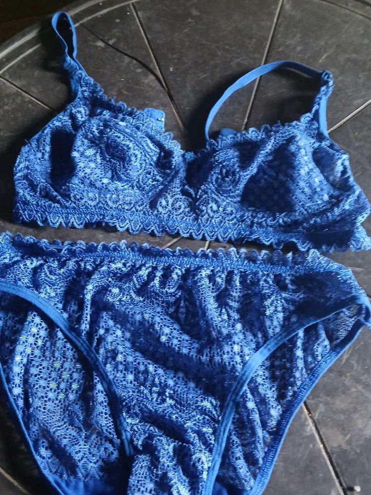 Blue Lace Lingerie Set