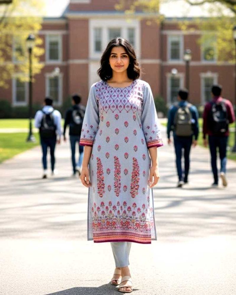 Floral Print Kurti with Pants
