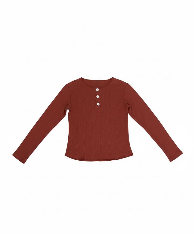 Cute Brown Long Sleeve Top