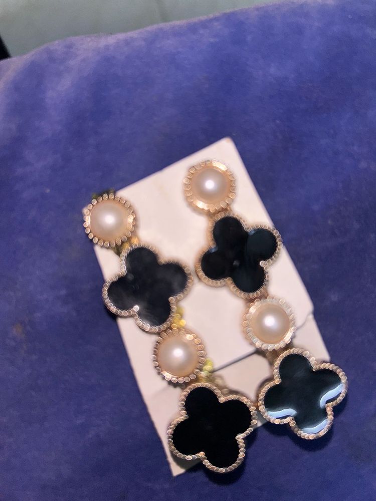 Clover Pearl Drop Earrings