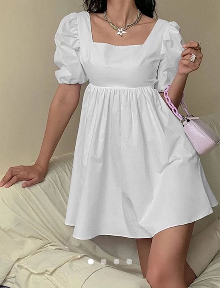 White Open Back-A Line Mini Dress 😍
