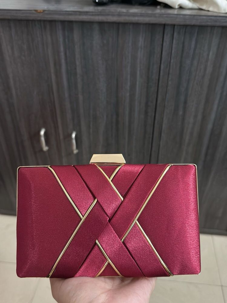 Partywear Maroon Clutch